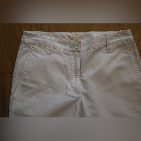 Eileen Fisher White Organic Cotton Blend Pants - Picture 3 of 6